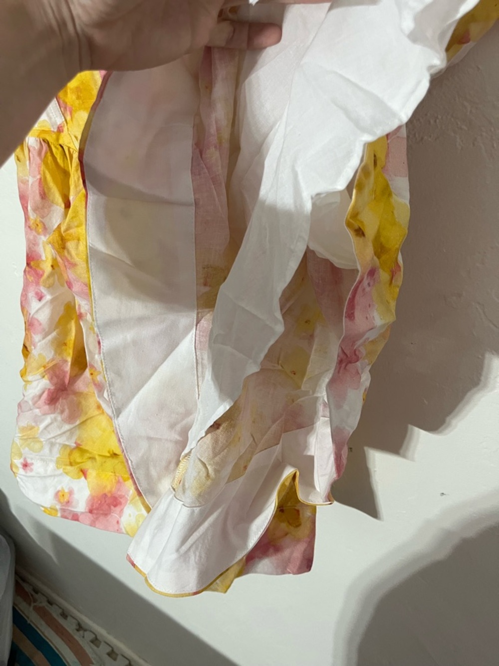 New BARDOT Kiah Floral Print Boned Corset Puff Sleeve Minidress In Pink Yellow L - Picture 11 of 16